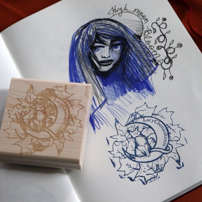 Carimbo De Borracha Gatos Luna De Arte Infantil Verde-Ivy Cat (Criador carregado)