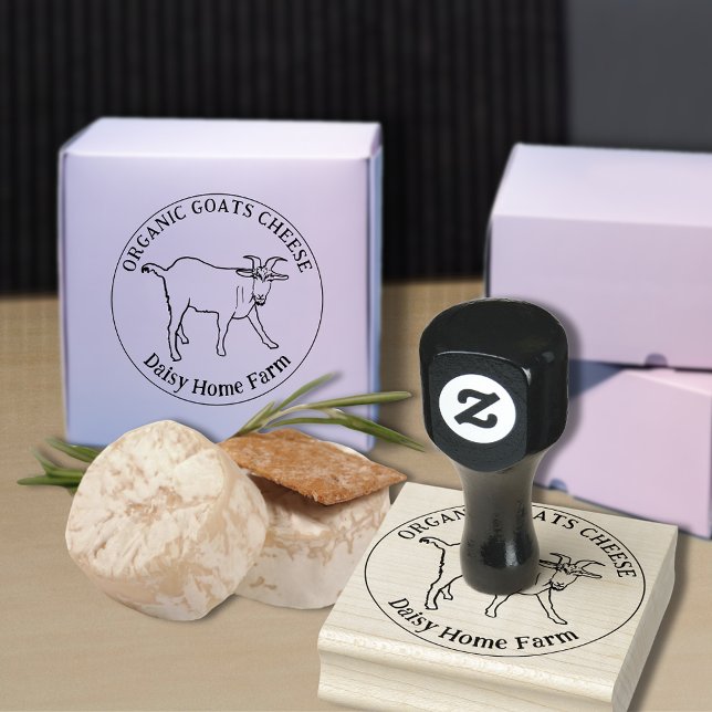Carimbo De Borracha Gatos Queijos Foguete Desenhando Negócios Personal (Goats cheese custom business ink rubber stamp with simple goat farm animal drawing)