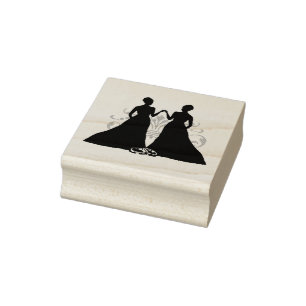 Carimbo De Borracha Gay Bride Rosa, Lésbica, Casamento Flourish Art