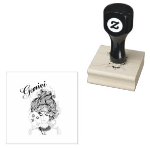 Carimbo De Borracha Gemini Zodiac Design