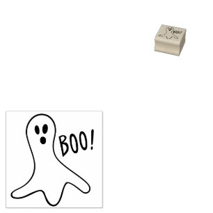 Carimbo De Borracha Ghost Say Boo Outline para o Dia das Bruxas