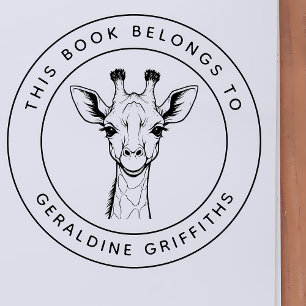Carimbo De Borracha Girafa Personalizada Este Livro Pertence Ao Nome D