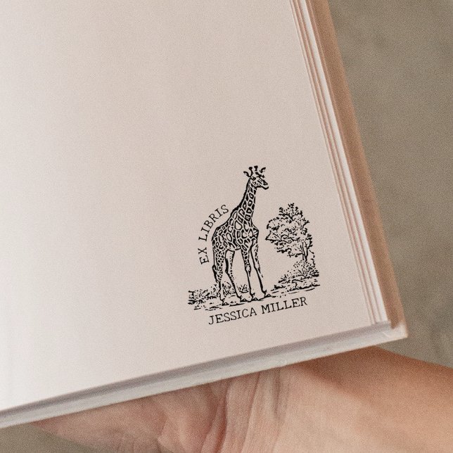 Carimbo De Borracha Girafa Personalizada Ex Libris (Criador carregado)