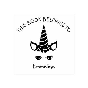 Carimbo De Borracha Glam Unicorn Bookplate Este Livro Pertence ao Nome