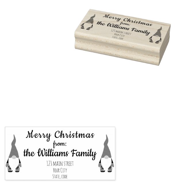 Carimbo De Borracha Gnomos de Natal devolvem endereço de madeira Carim (Carimbado)