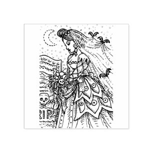 CARIMBO DE BORRACHA GÓTICO HALLOWEEN BRIDE, VEIL BAT, BUQUÊ DE HÁCULAS