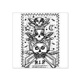 CARIMBO DE BORRACHA GÓTICO NÃO VEJA NENHUMA MAU, CEMETERY ESQUELETON R