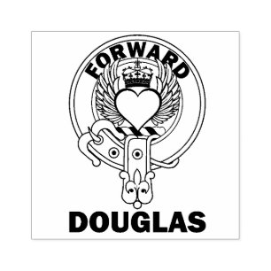Carimbo De Borracha Grande Clan Douglas Winged Heart Stamp