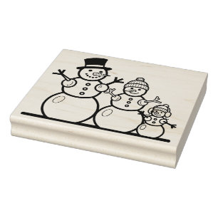 Carimbo De Borracha Grande Família Snowman