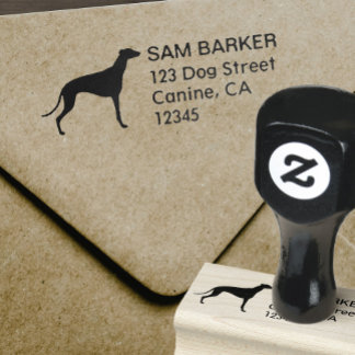 Carimbo De Borracha Greyhound Dog Breed Silhouette Return Endereço