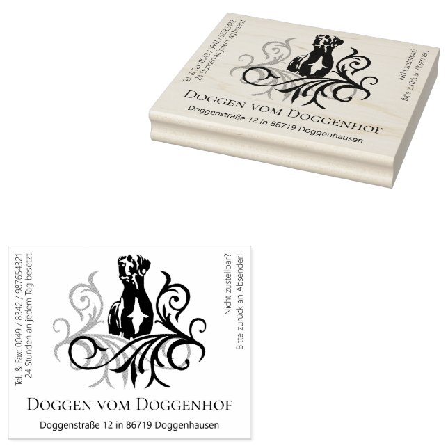 Carimbo De Borracha Großer Doggen Stempel viel Text (Carimbado)
