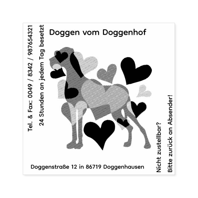 Carimbo De Borracha Großer Doggen Stempel viel Text (Impressão)