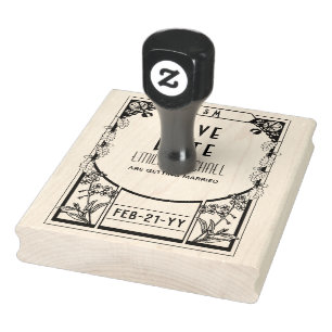 Carimbo De Borracha Guardar Personalizado Data ART DECO Vintage Orname