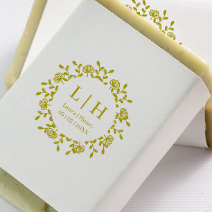 Carimbo De Borracha Guirlanda Floral de Casamento Estilo Boho Letras I