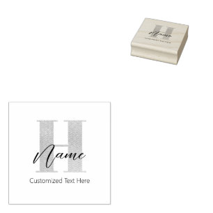 Carimbo De Borracha H & Name Iniciais Modernos Monogramados Personaliz