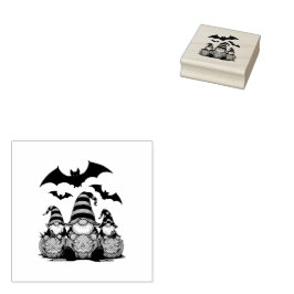 Carimbo De Borracha Halloween Gnome Wood Art Stamp