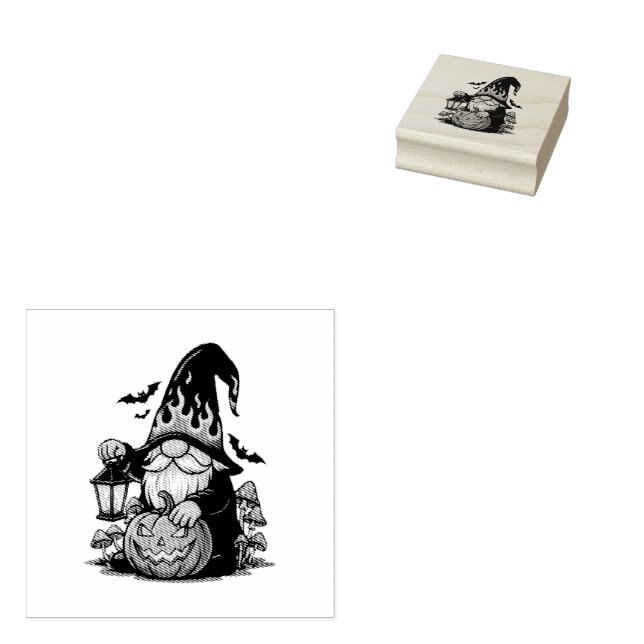 Carimbo De Borracha Halloween Gnome Wood Art Stamp (Carimbado)