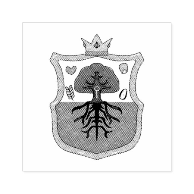 Carimbo De Borracha Ham's Land's family crest, shield pattern tree (Impressão)
