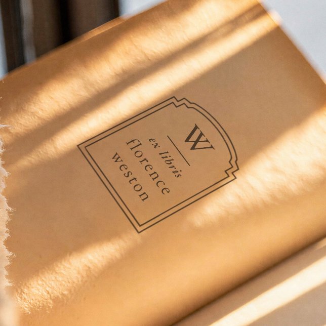 Carimbo De Borracha Hand Drawn Arch Frame Monogram Ex Libris Book (Criador carregado)