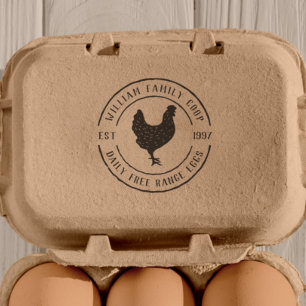 Carimbo De Borracha Hand-drawn Hen & Round Farm Details Egg Carton