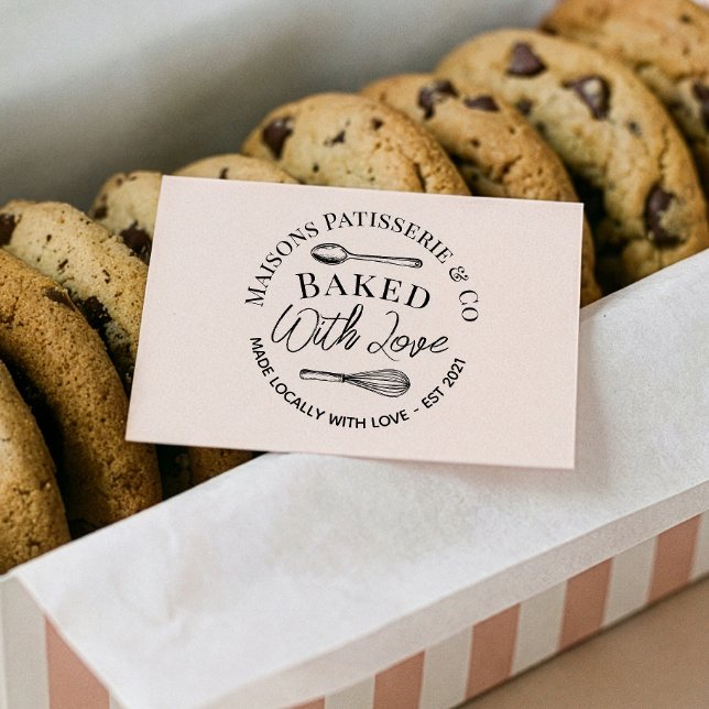 Carimbo De Borracha Hand Drawn Whisk Spoon Baked With Love Bakery (Hand Drawn Whisk Spoon Baked With Love Bakery Rubber Stamp)