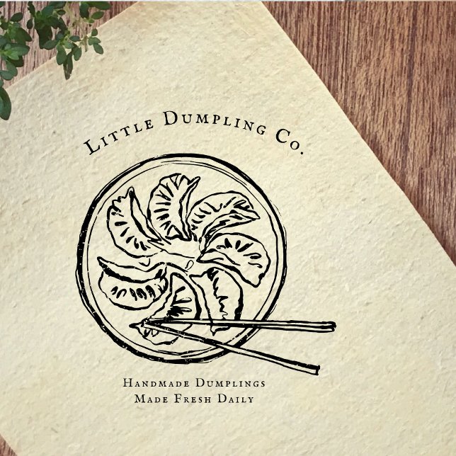 Carimbo De Borracha Handmade Dumplings Food Branding Rubber Stamp (Criador carregado)