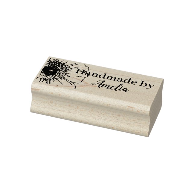 Carimbo De Borracha Happy Daisy "Handmade by" (Carimbo)