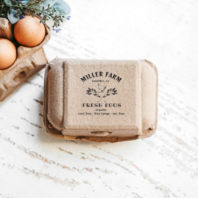 Carimbo De Borracha happy hens laurel branch egg carton stamp (Criador carregado)