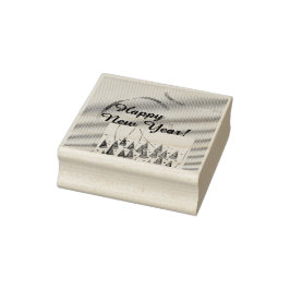 Carimbo De Borracha Happy New Year Wood Art Stamp