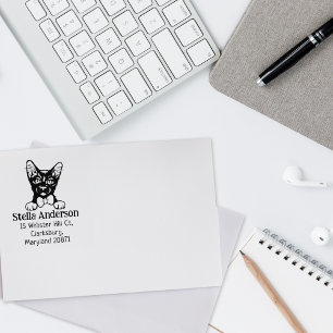 Carimbo De Borracha Havana Brown Cat Return Address