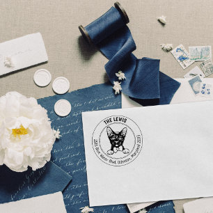 Carimbo De Borracha Havana Brown Cat Return Address