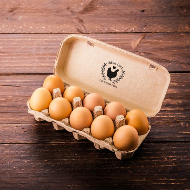 Carimbo De Borracha Hen Heart Wreath Frescos Nome da Fazenda (Criador carregado)