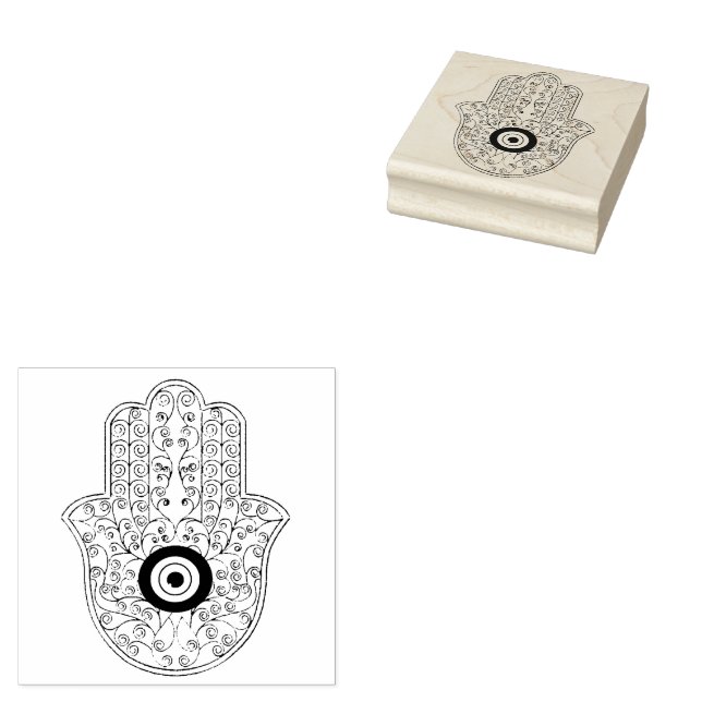 Carimbo De Borracha Henna hamsa Wood Art Stamp (Carimbado)