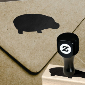 Carimbo De Borracha Hippo Silhouette