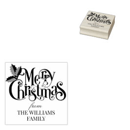 Carimbo De Borracha Holly Berry Branches Moderno Feliz Natal