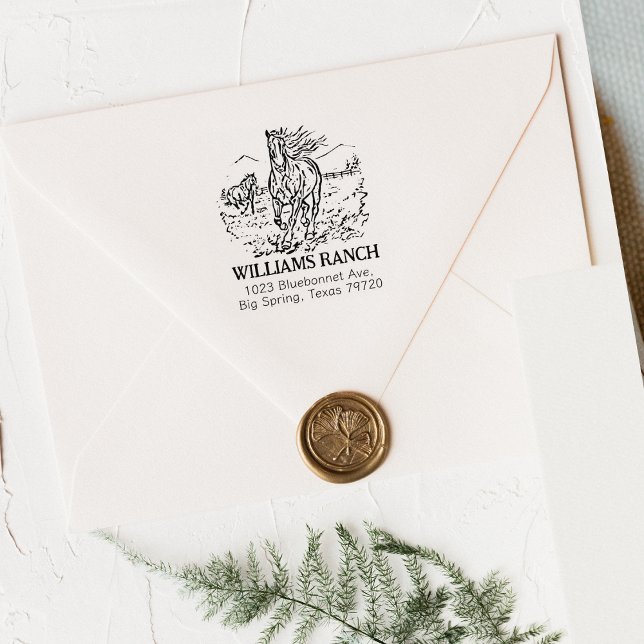 Carimbo De Borracha Horse Ranch Address (Criador carregado)