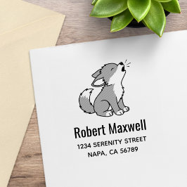 Carimbo De Borracha Howling Gray Wolf Pup Address