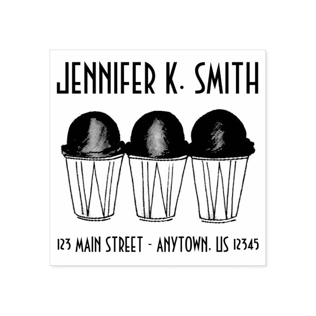 Carimbo De Borracha Ice Snowball Sno Cone Summertime Endereço (Impressão)