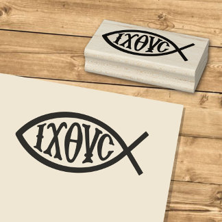 Carimbo De Borracha Ichthys Christian Symbol