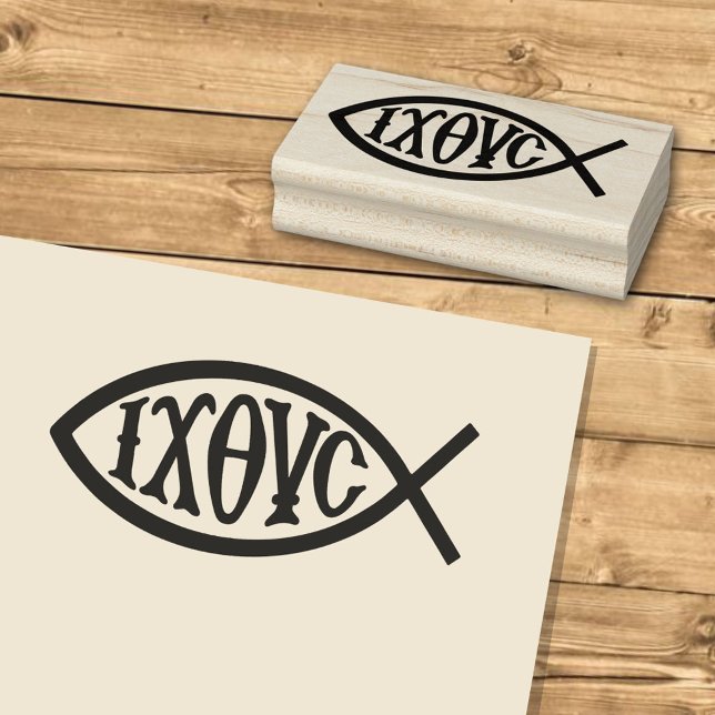 Carimbo De Borracha Ichthys Christian Symbol (Criador carregado)
