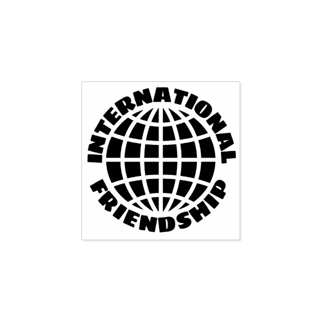 Carimbo De Borracha Ícone Amizade Internacional com Globo (Impressão)