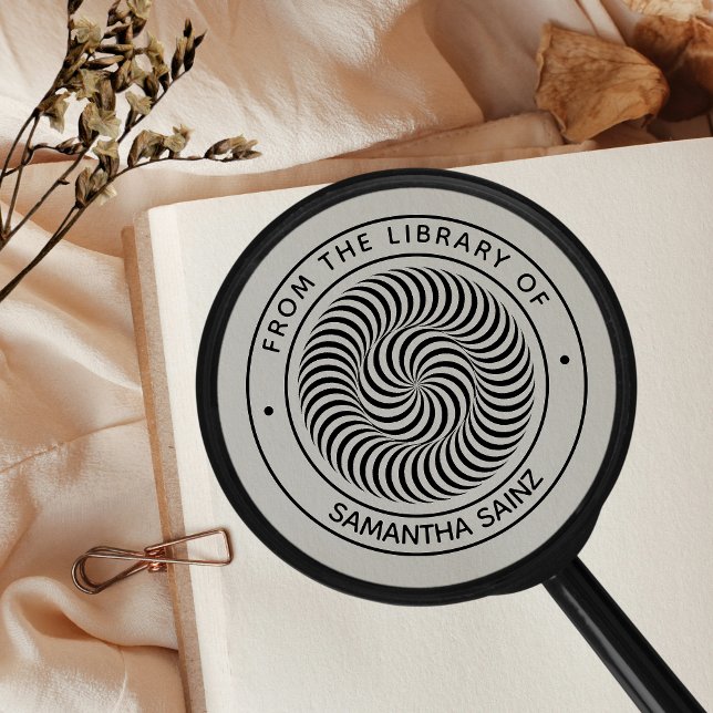 Carimbo De Borracha Ilusão Óptica Lúcida da Biblioteca do Livro (Criador carregado)