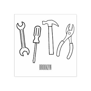 Carimbo De Borracha Ilustração de desenho animado com ferramentas de c