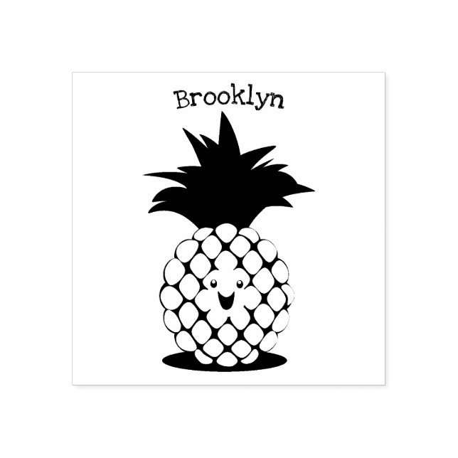 Carimbo De Borracha Ilustração de desenho animado de abacaxi (Impressão)