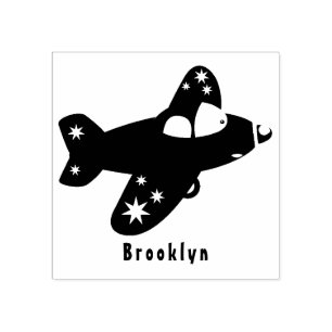 Carimbo De Borracha Ilustração de desenho animado de avião vermelho-cl