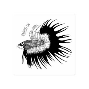 Carimbo De Borracha Ilustração de desenho animado de betta-rabo-cruzad