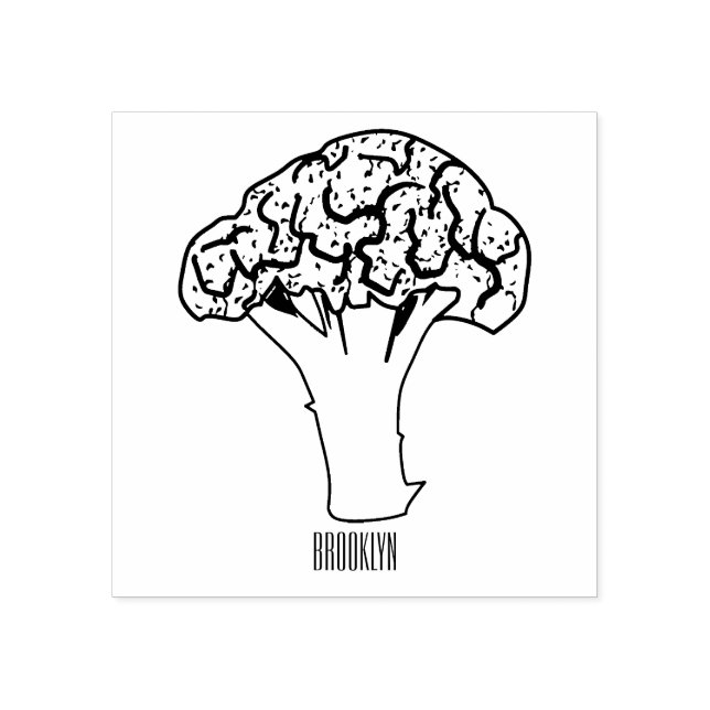 Carimbo De Borracha Ilustração de desenho animado de brócolis (Impressão)