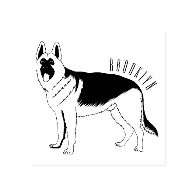 Carimbo De Borracha ilustração de desenho animado de cão german shephe (Impressão)