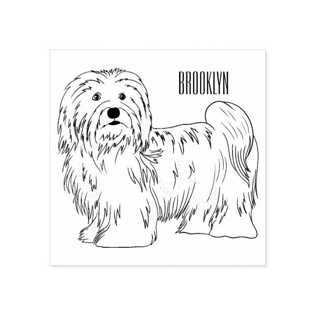Carimbo De Borracha Ilustração de desenho animado de cão Havanês (Impressão)