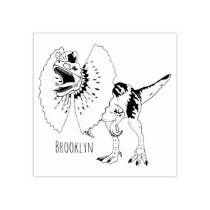 Carimbo De Borracha Ilustração de desenho animado de Dilophosaurus